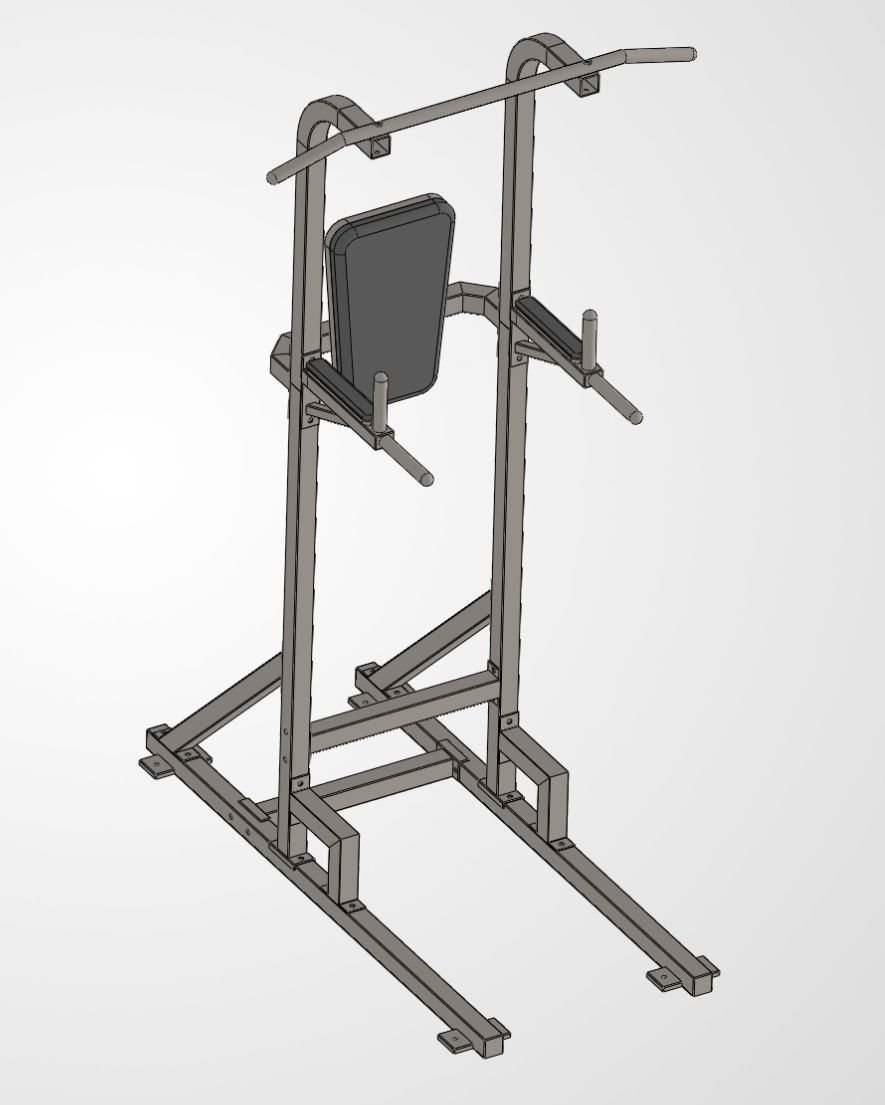CAD model of a multi-station fitness rack