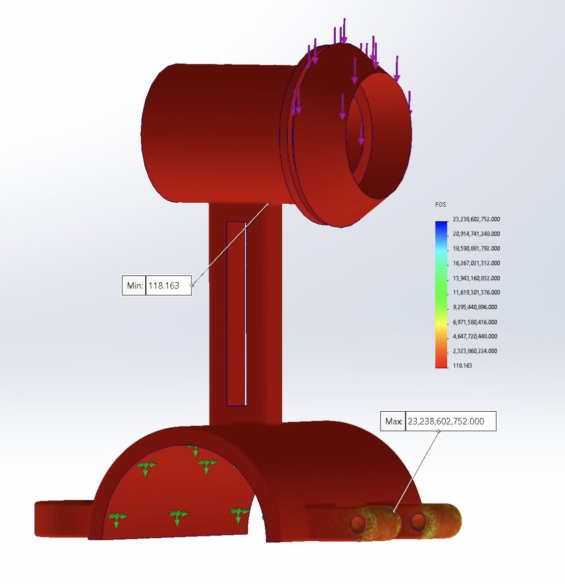 Final static FEA study of the optimized mount